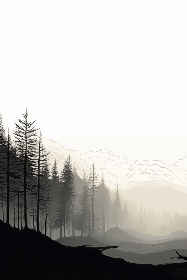 Landscape with trees and mountains Landscape with trees and mountains