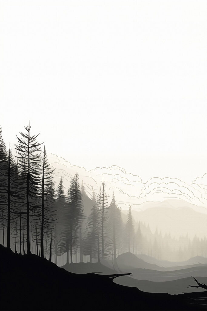 Landscape with trees and mountains Landscape with trees and mountains