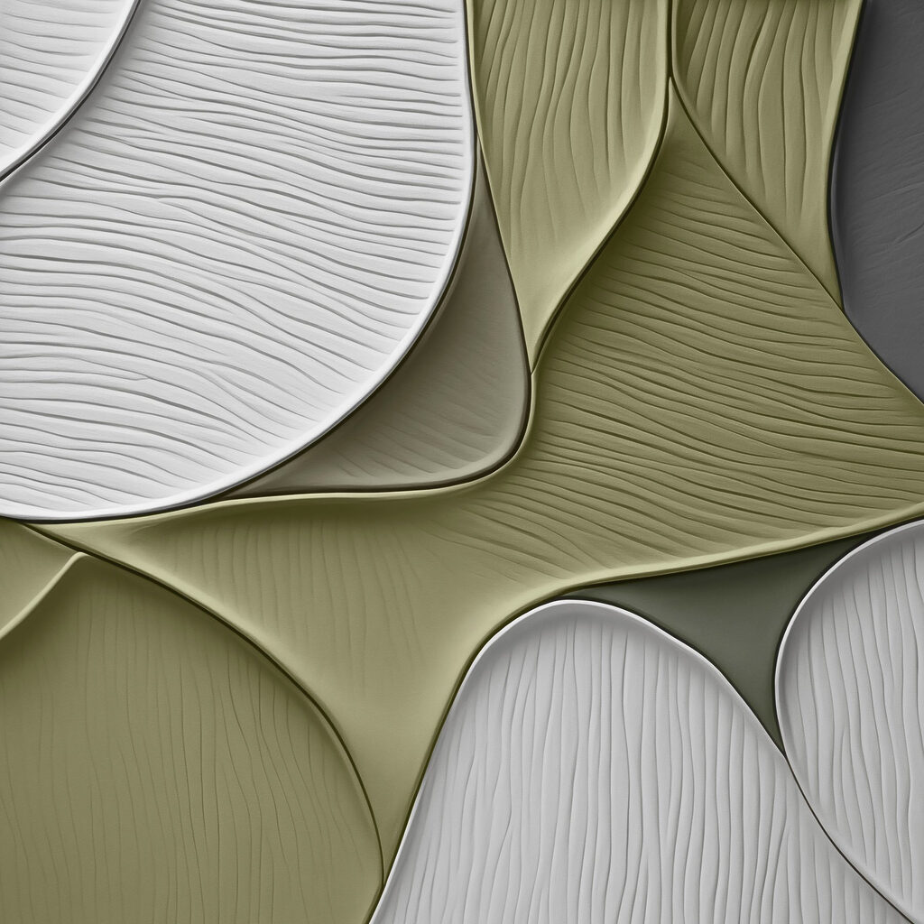 Flowing shapes in soft color palette