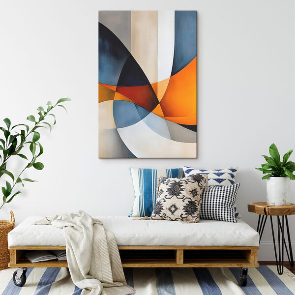 Colorful art piece with curved lines