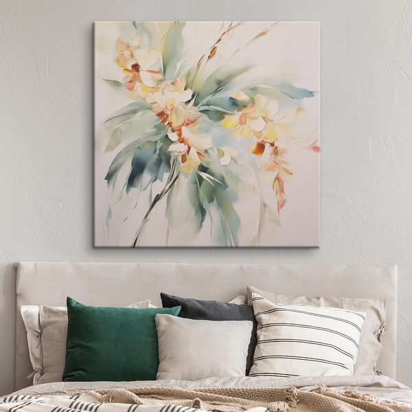 Painting of flowers on a white surface