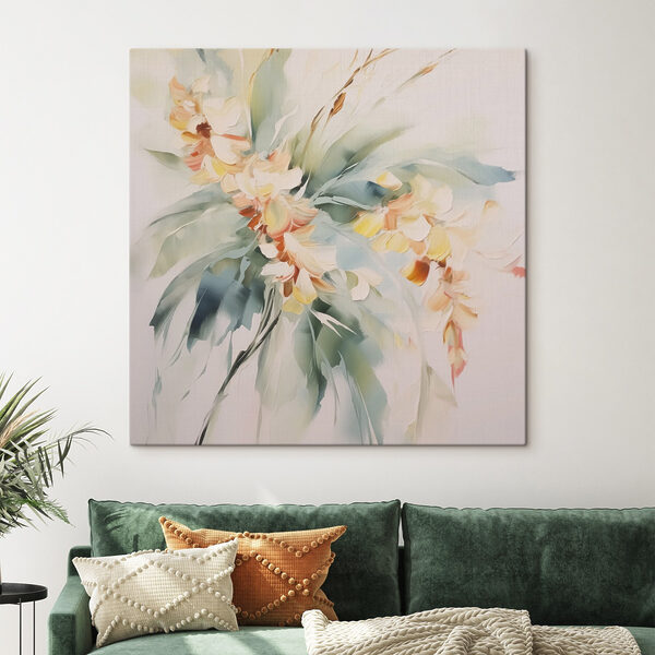 Painting of flowers on a white surface