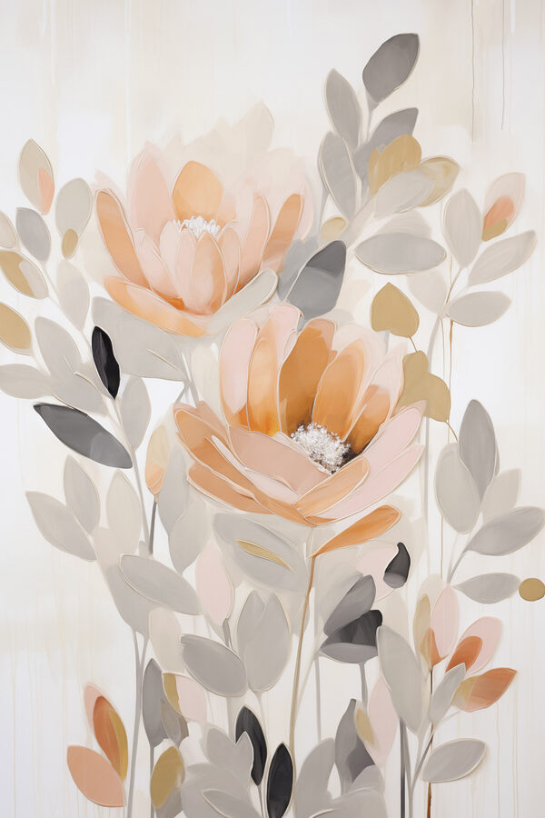 Painting of flowers and leaves