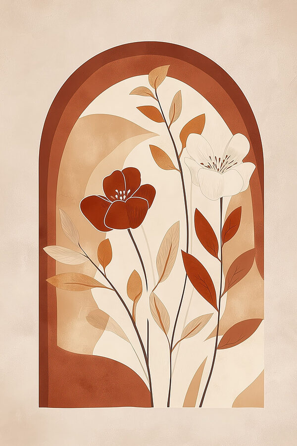 Painting of flowers and leaves