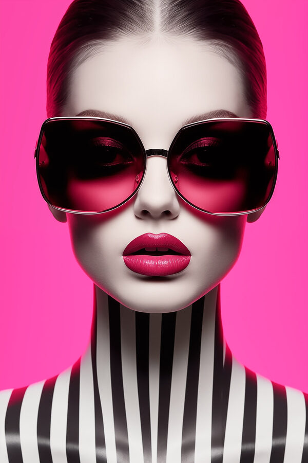 Woman wearing sunglasses and striped shirt