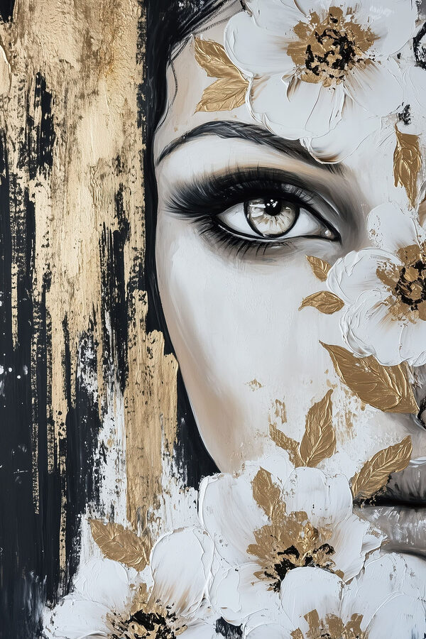 Delicate flowers embellishing a portrait