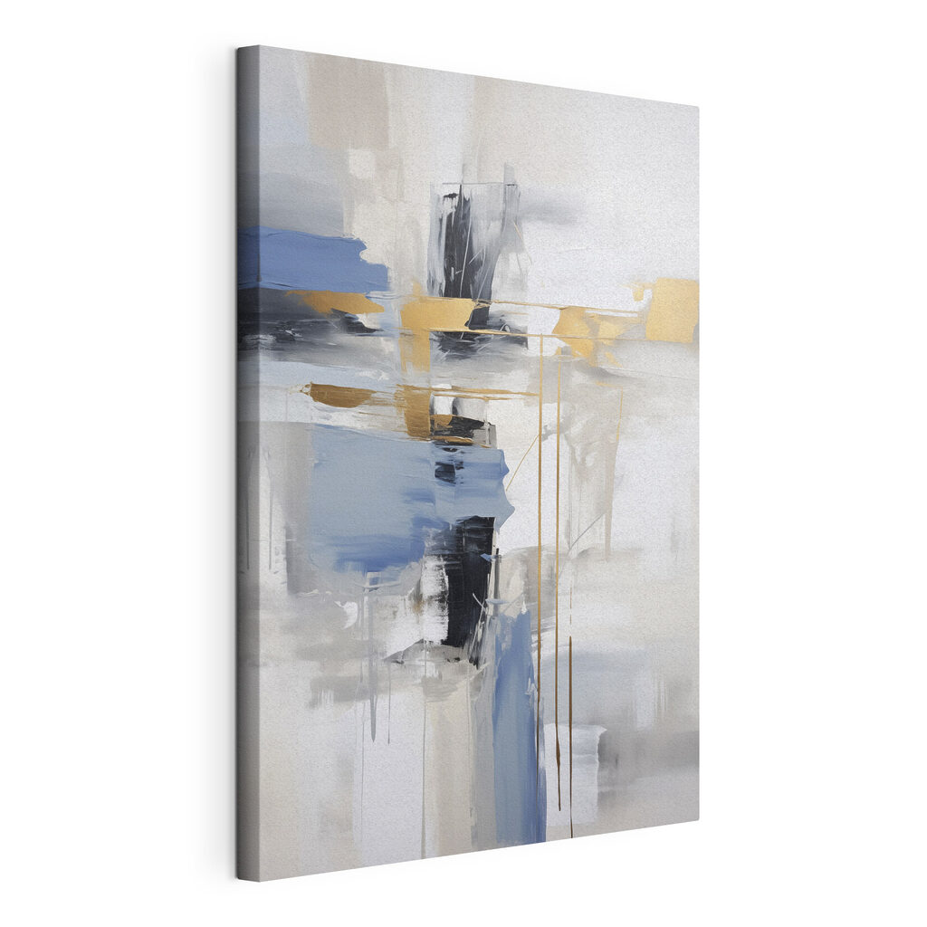 Painting of a white and blue abstract art
