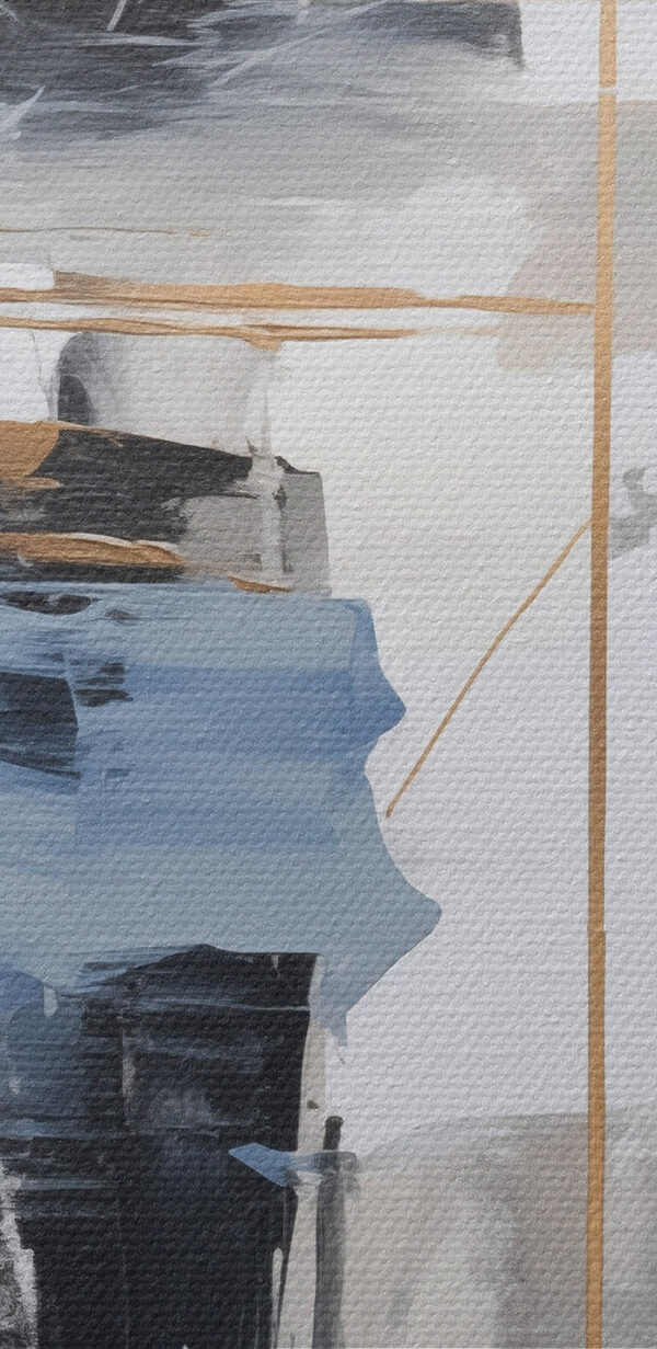 Painting of a white and blue abstract art
