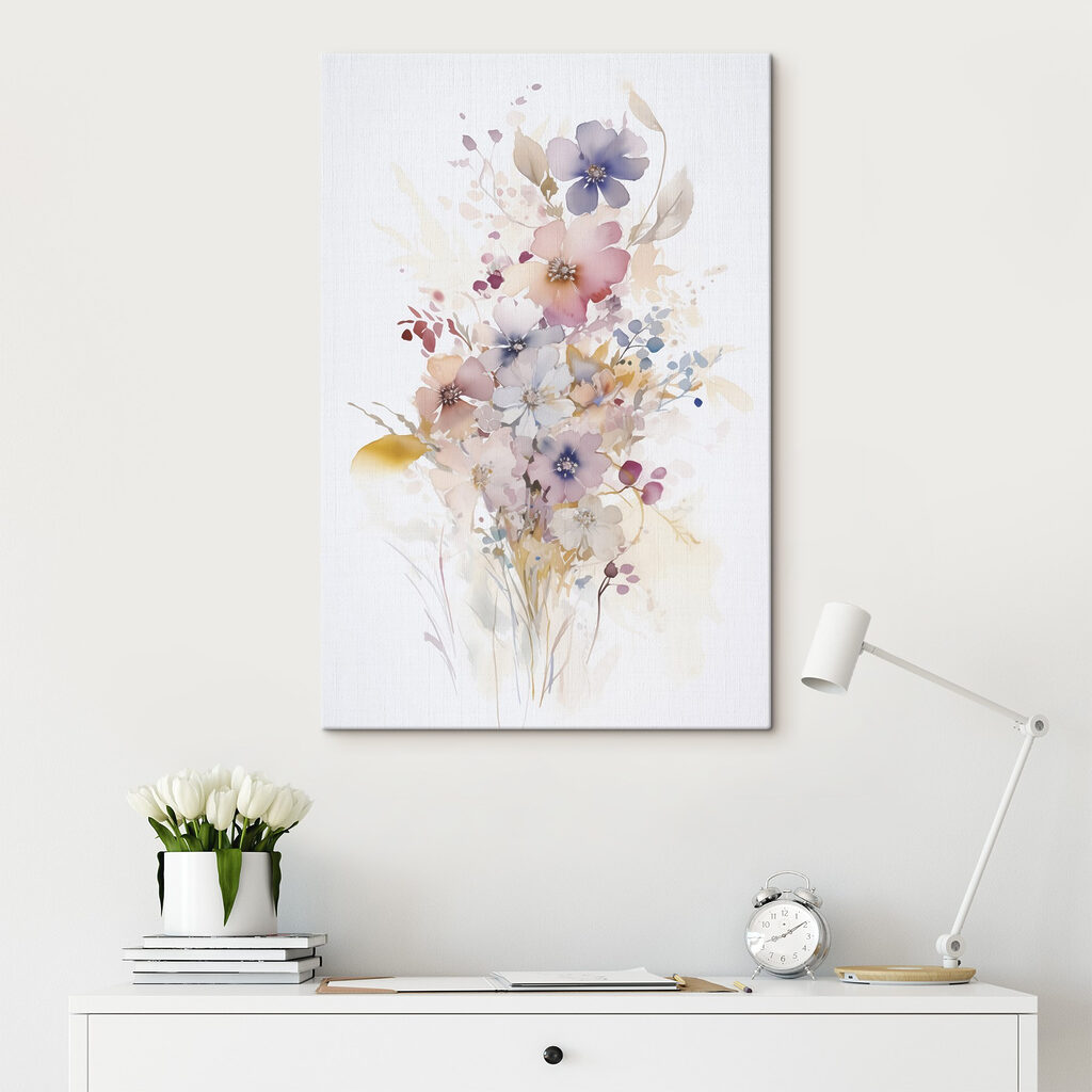Painting of flowers on a white background