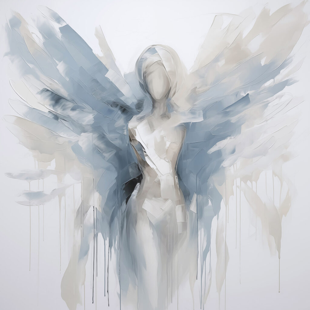 Painting of a woman with wings