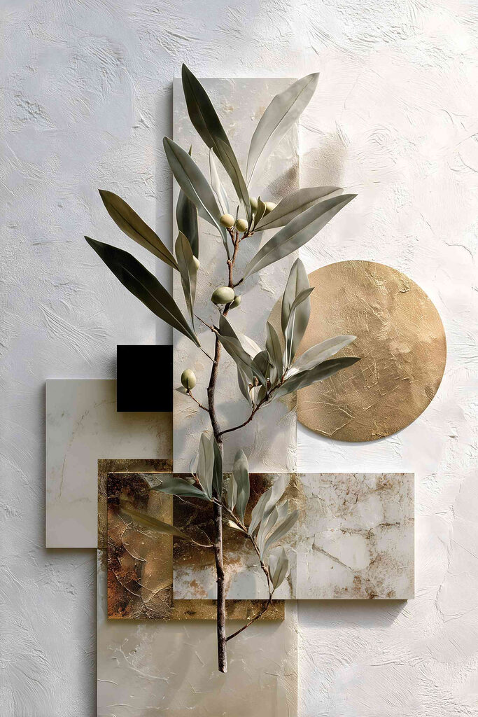 Plant with leaves and geometric shapes Plant with leaves and geometric shapes