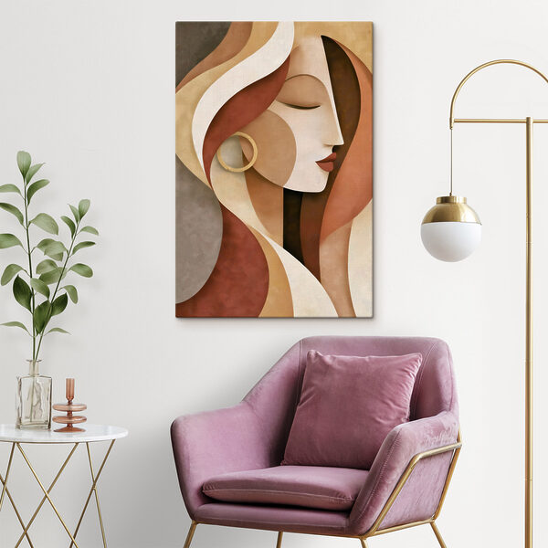 Colorful abstract face design in profile