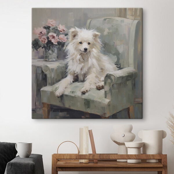 Dog sitting on a chair