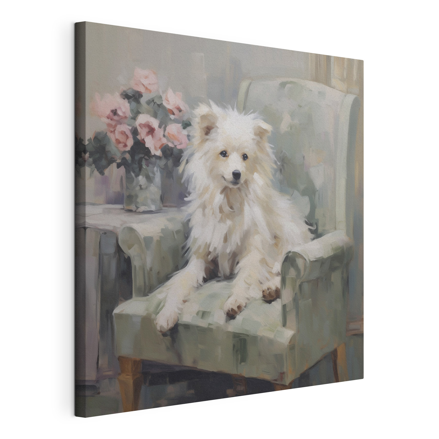 Dog sitting on a chair
