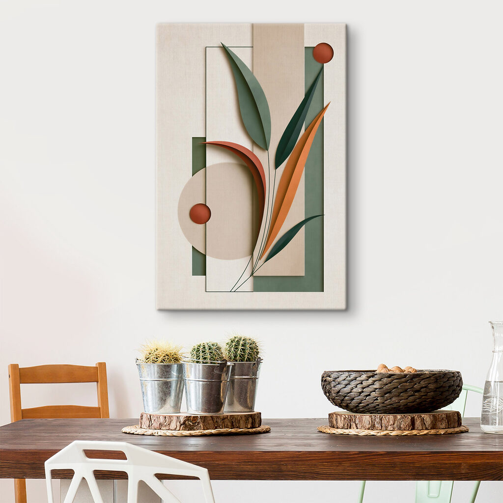 Artwork of leaves and circles