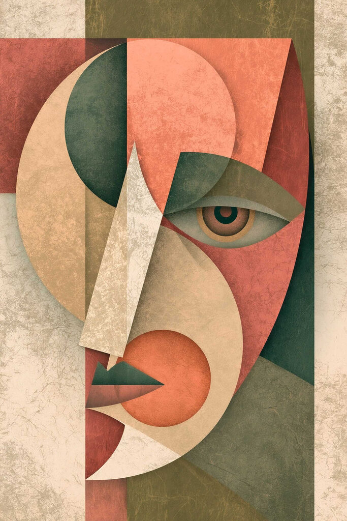 Face with a circle and a red and green circle Face with a circle and a red and green circle