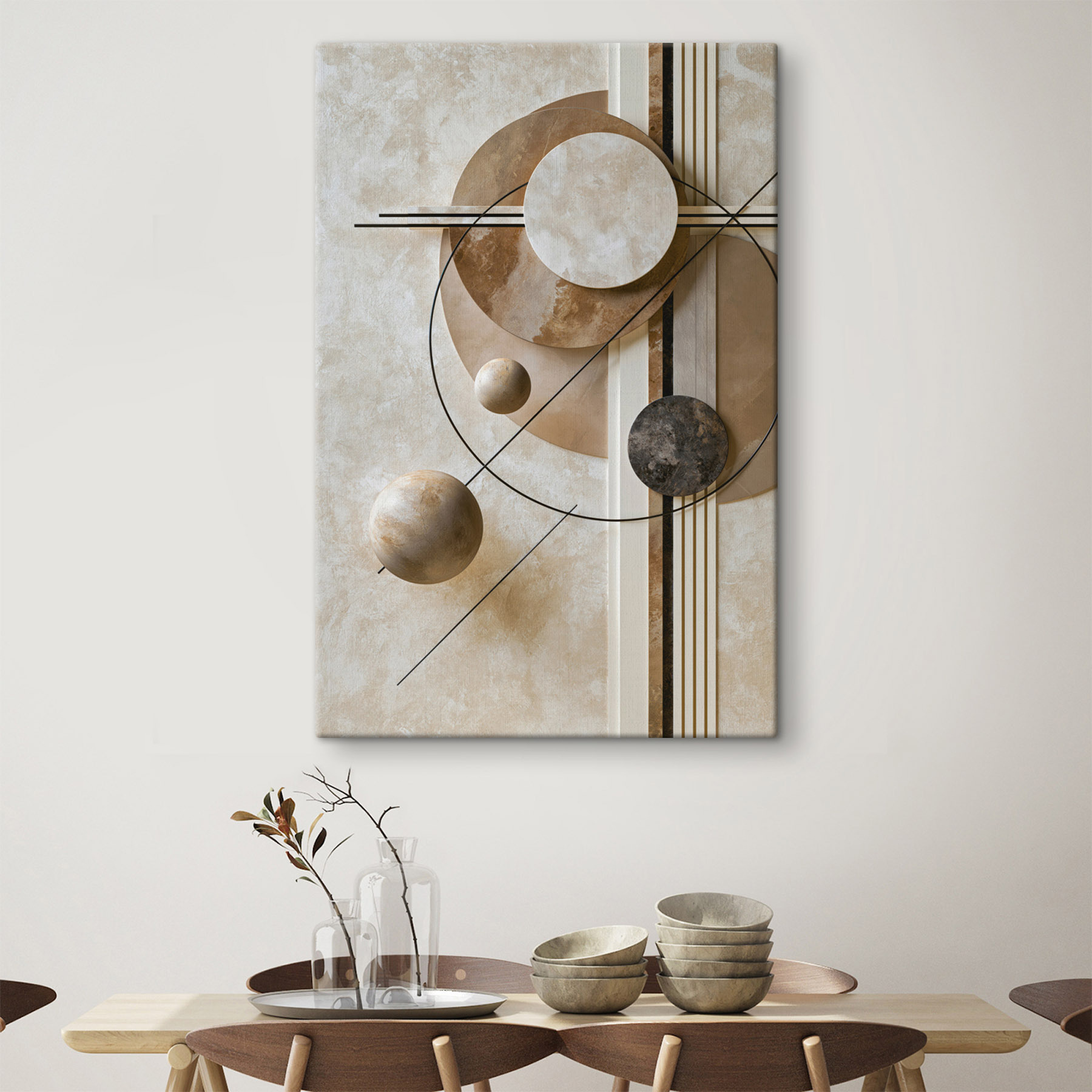 Wall art with circles and lines