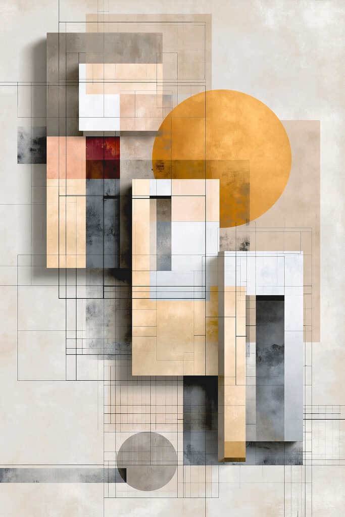 Painting of geometric shapes and lines
