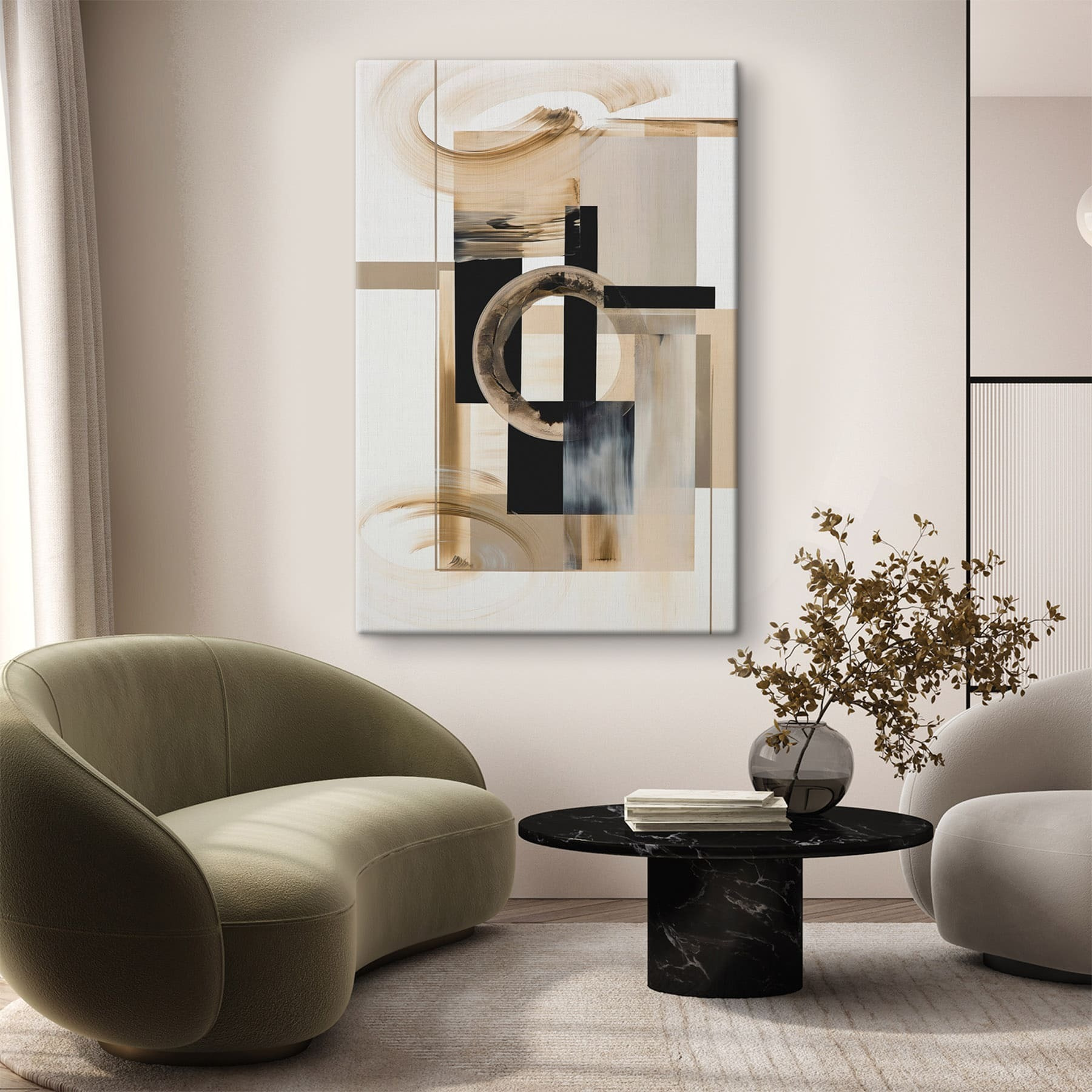 Painting of a circle and squares