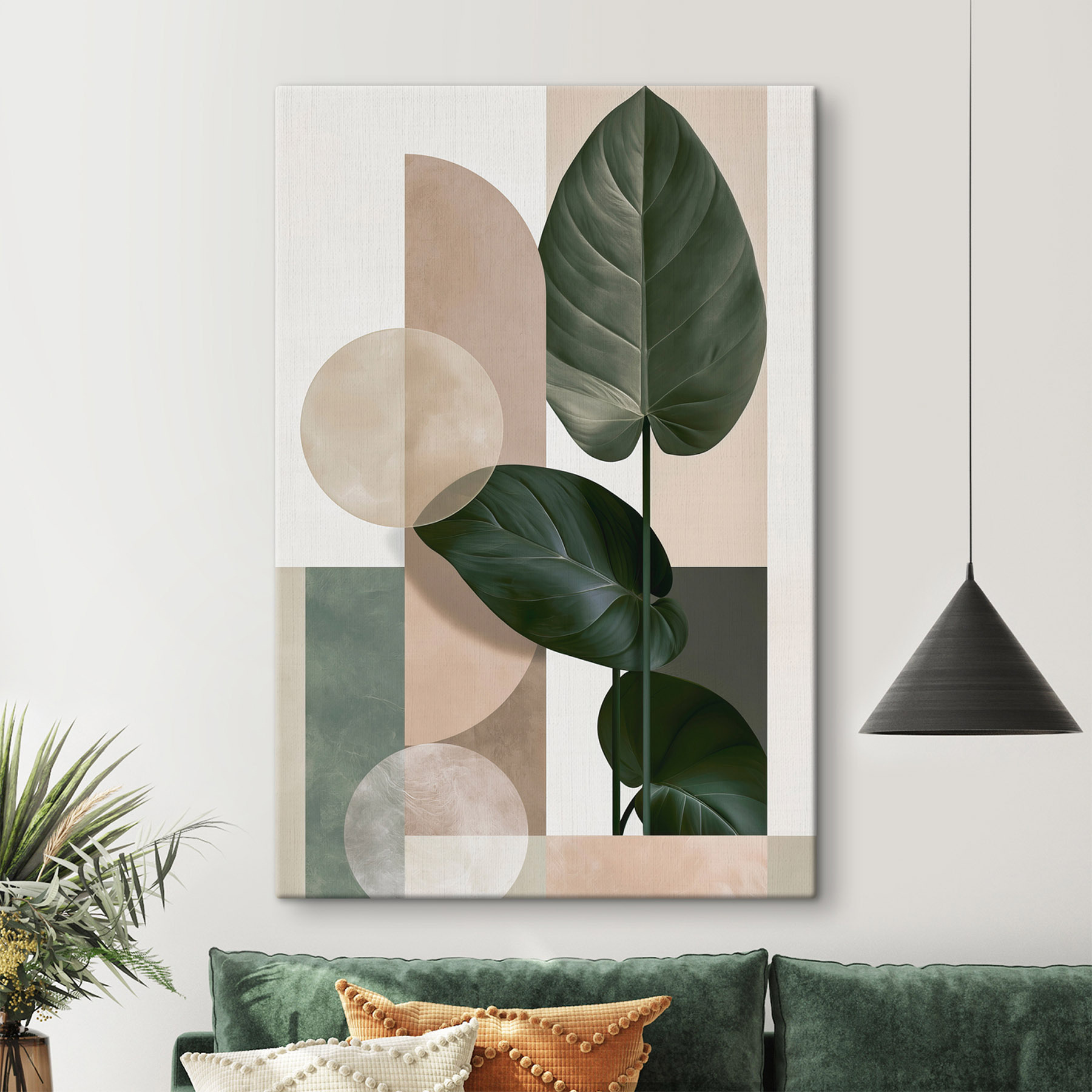 - Lush leaves in a modern design