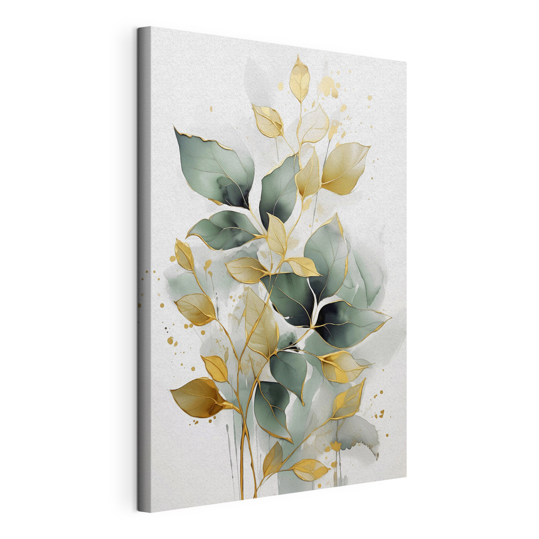 Painting of leaves on a white background