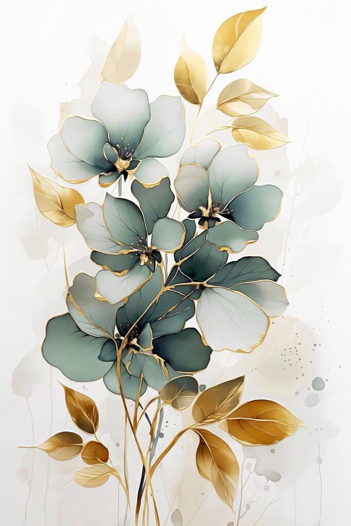 Painting of flowers and leaves