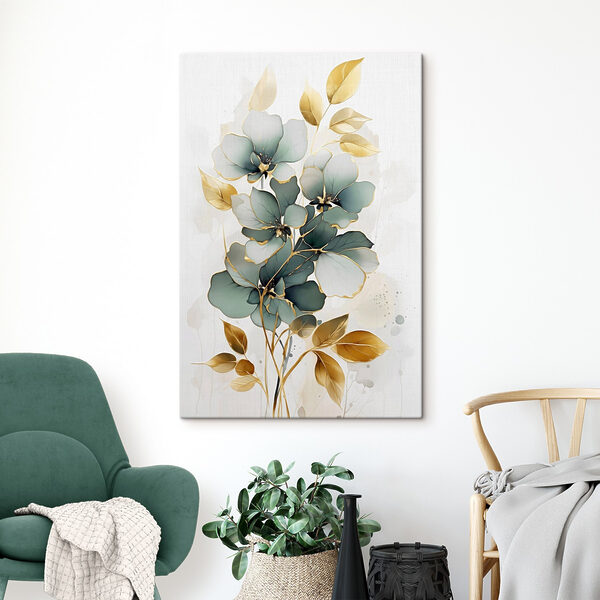 Painting of flowers and leaves