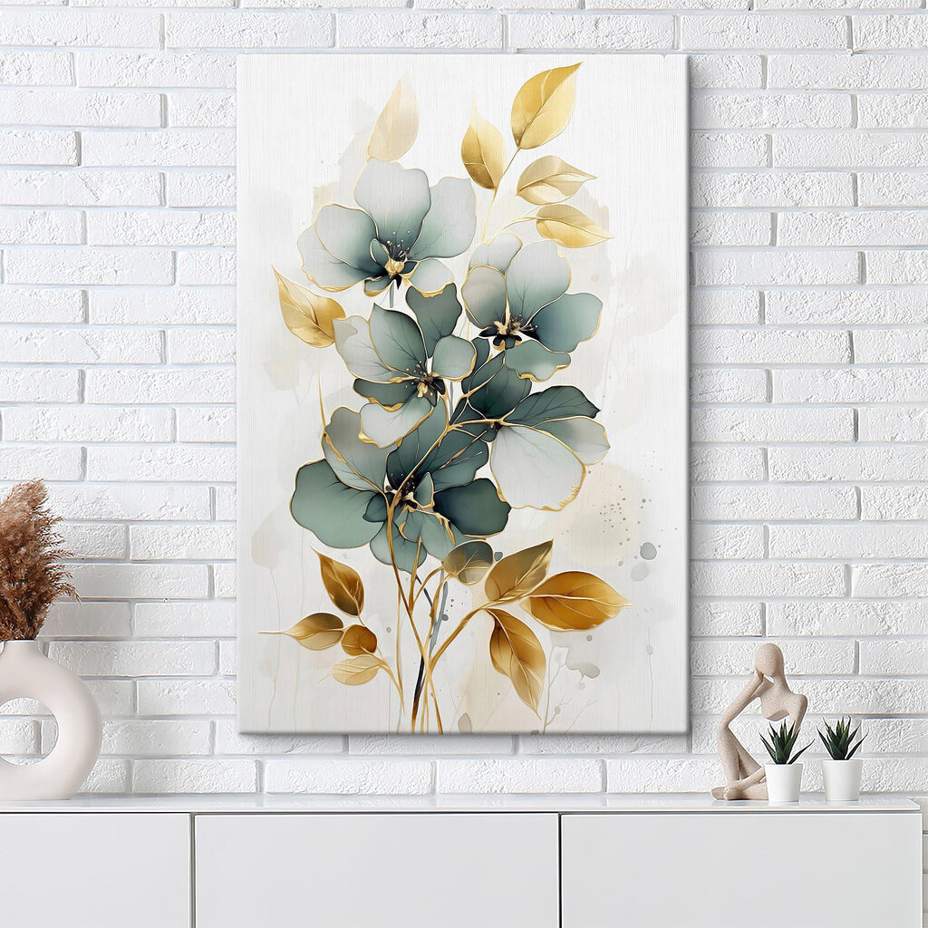 Painting of flowers and leaves