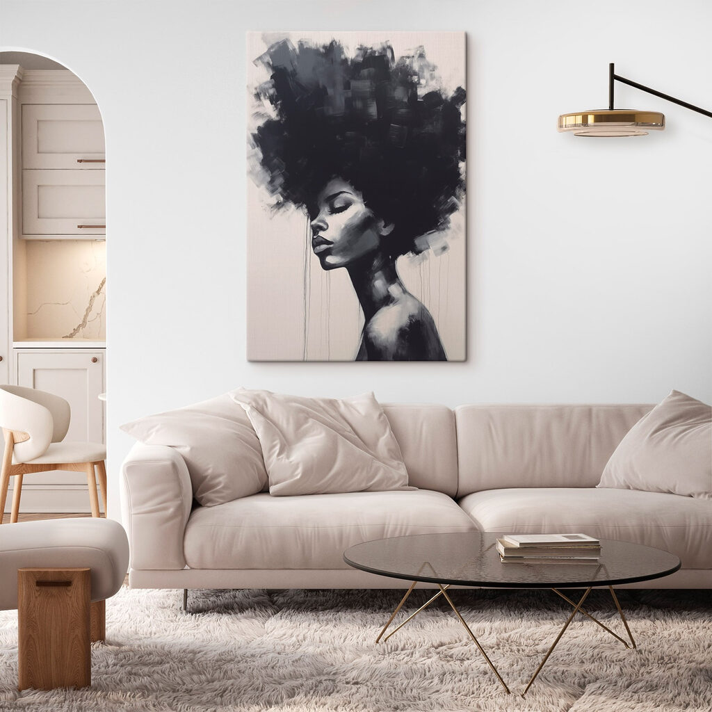 Painting of a woman with a big afro Painting of a woman with a big afro