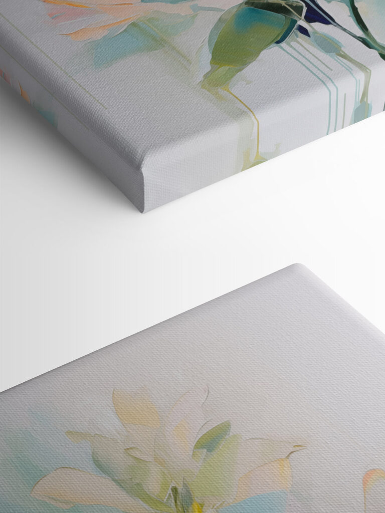 Painting of flowers on a white surface