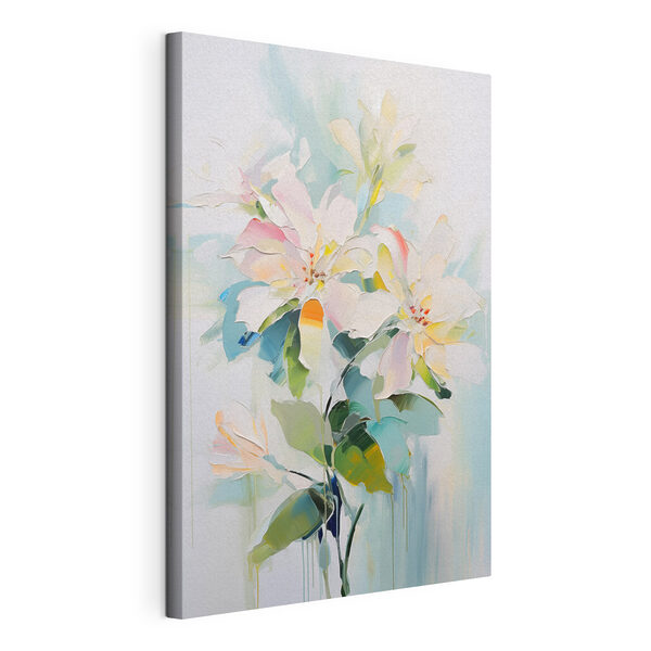 Painting of flowers on a white surface