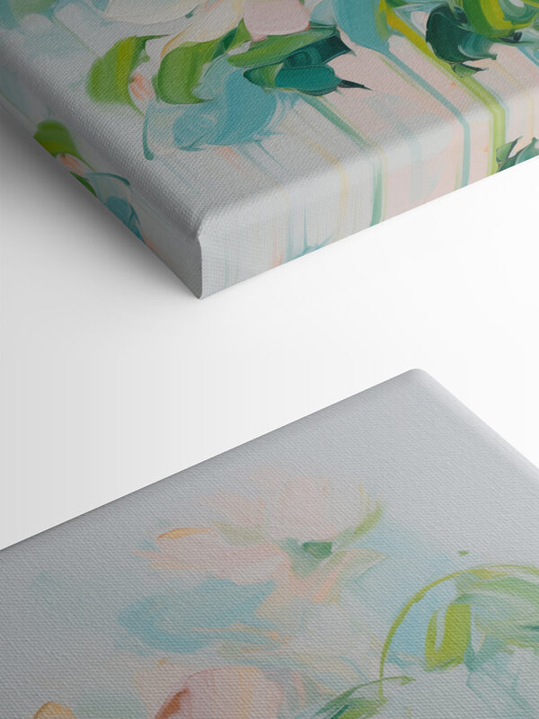 Painting of flowers on a white surface Painting of flowers on a white surface