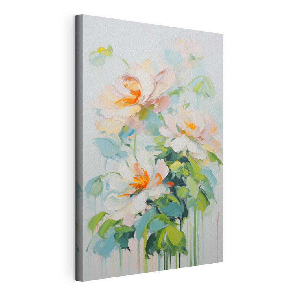 Painting of flowers on a white surface Painting of flowers on a white surface