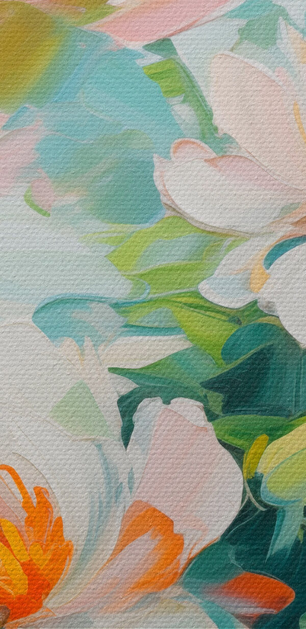 Painting of flowers on a white surface Painting of flowers on a white surface