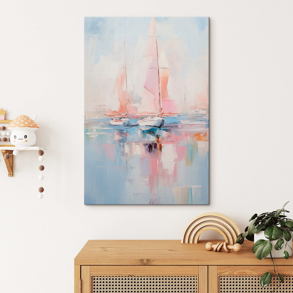 Painting of boats on water