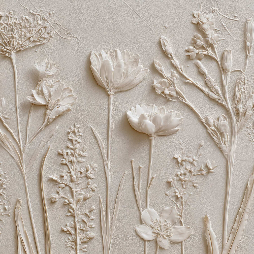 White flower and plant art