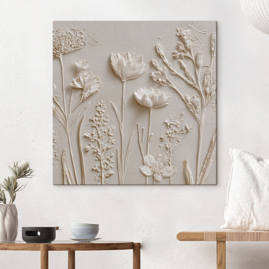 White flower and plant art