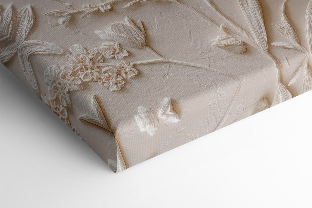 White flower embroidery on a white surface White flower embroidery on a white surface