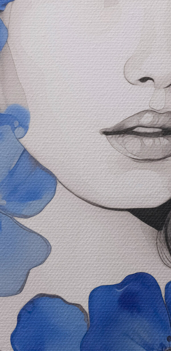 Woman with blue flowers