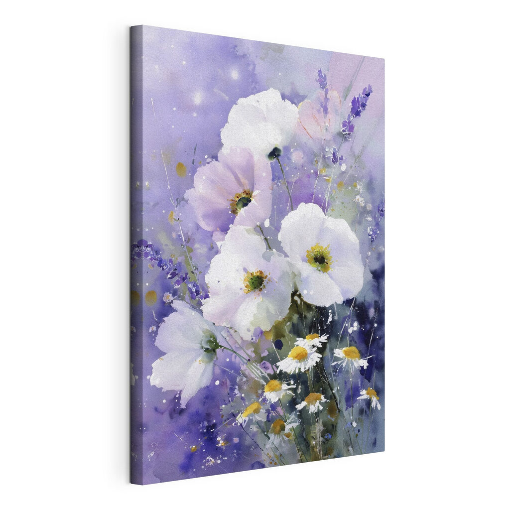 Painting of flowers in a purple background Painting of flowers in a purple background