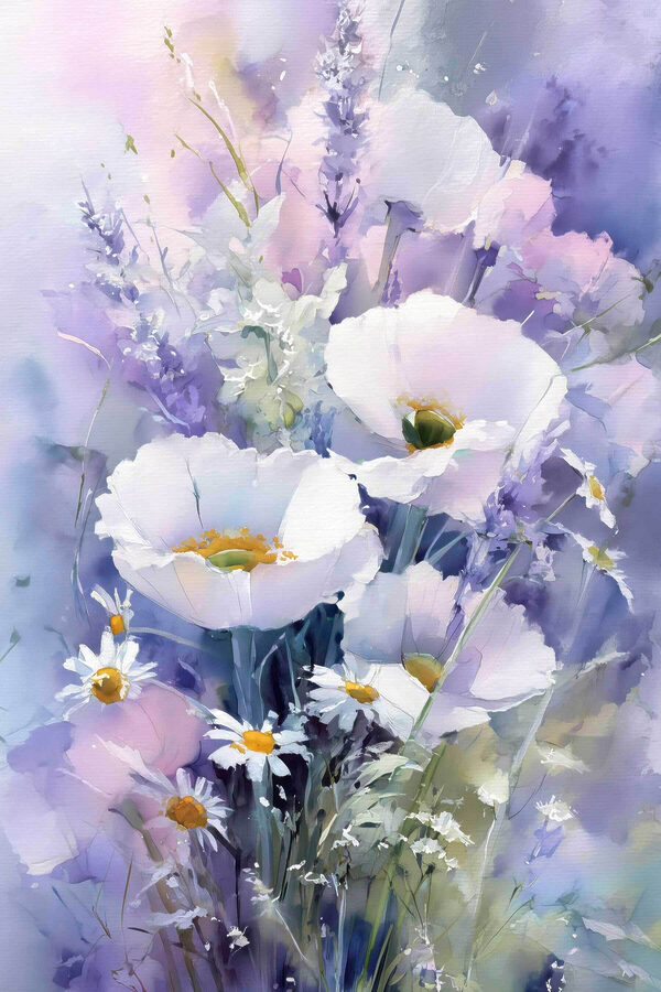 Painting of white flowers Painting of white flowers