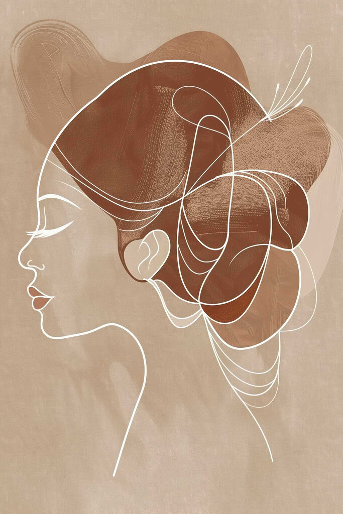 Woman's profile with a large hair piece Woman's profile with a large hair piece