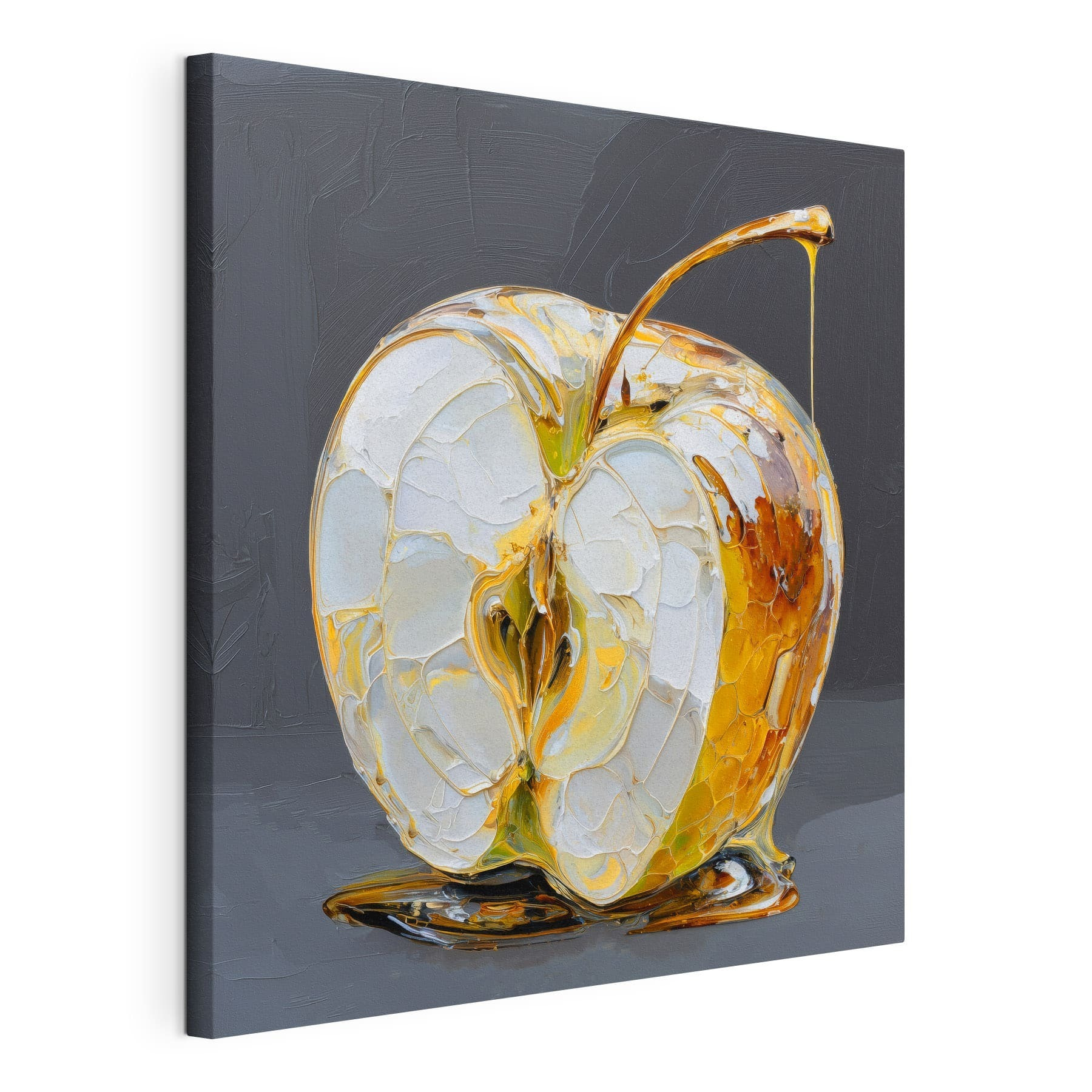 Transparent apple with golden drips Transparent apple with golden drips