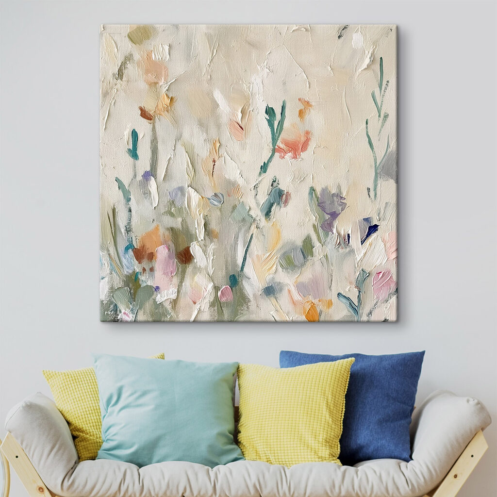 Painting of flowers on a white surface Painting of flowers on a white surface