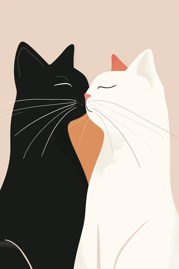 Black and white cats kissing Black and white cats kissing