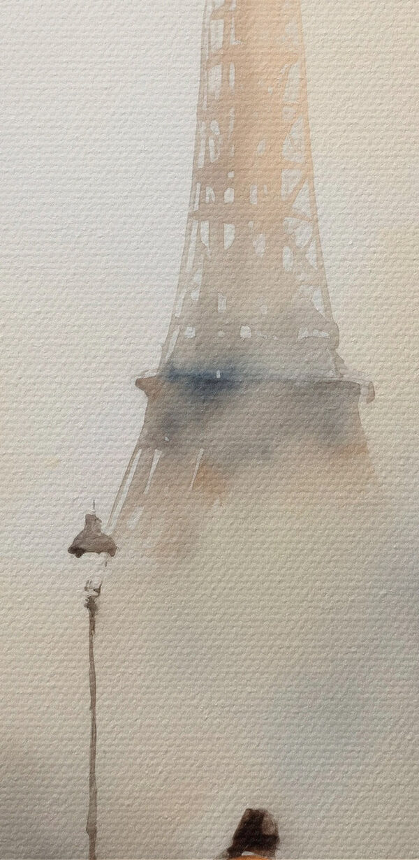 Watercolor of people walking on a sidewalk Watercolor of people walking on a sidewalk