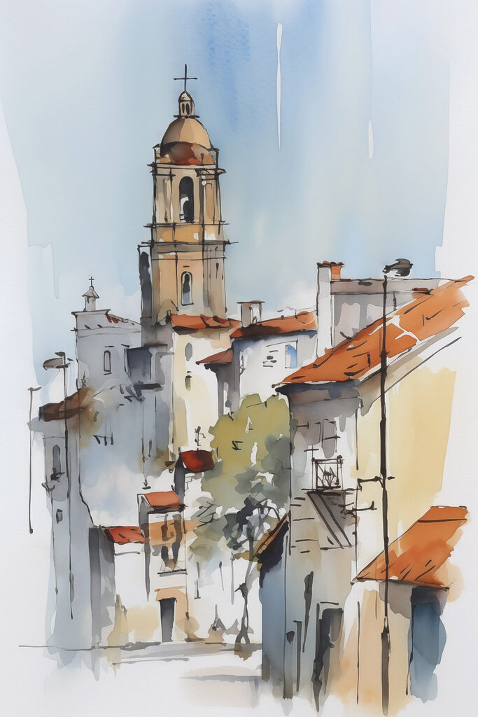 Watercolor painting of buildings Watercolor painting of buildings