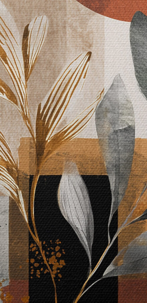 Painting of leaves and circles