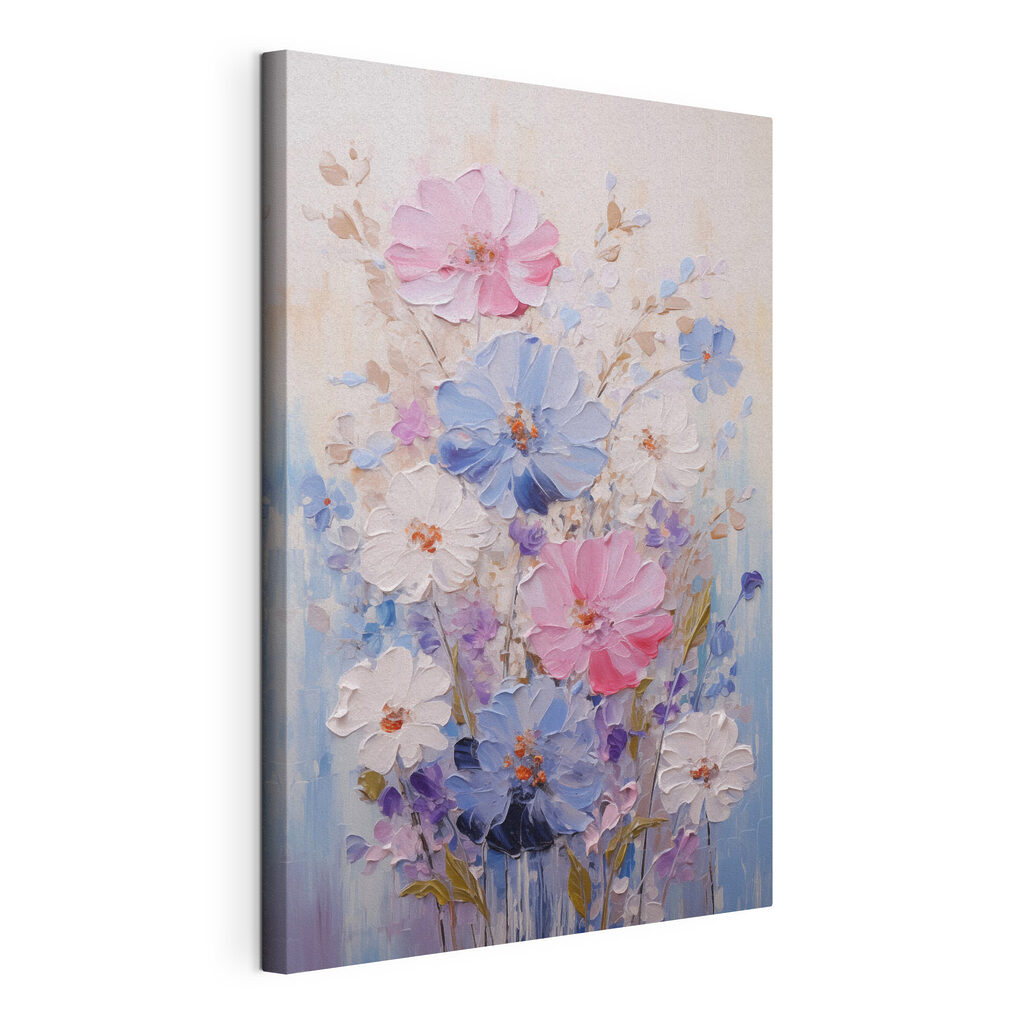 Painting of flowers on a white surface