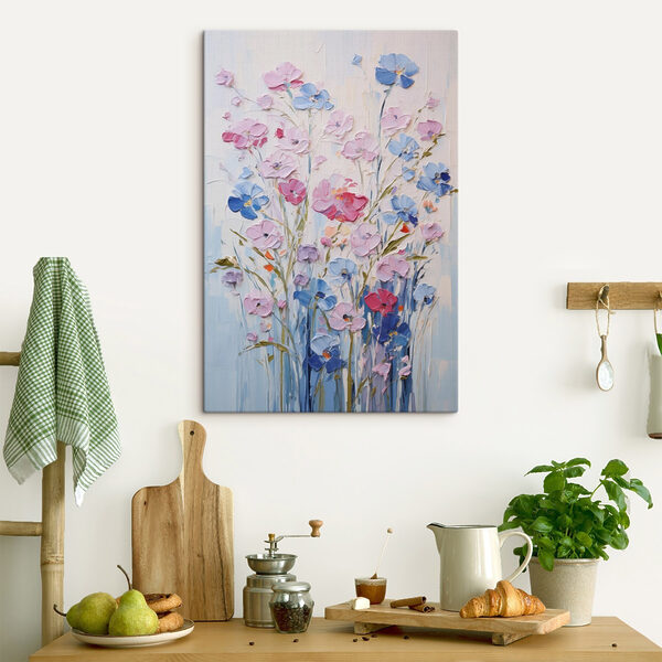 Painting of flowers on a white surface Painting of flowers on a white surface